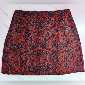 Hollister Tapestry Skirt Orange & Blue Mini w/ Pockets Size Small